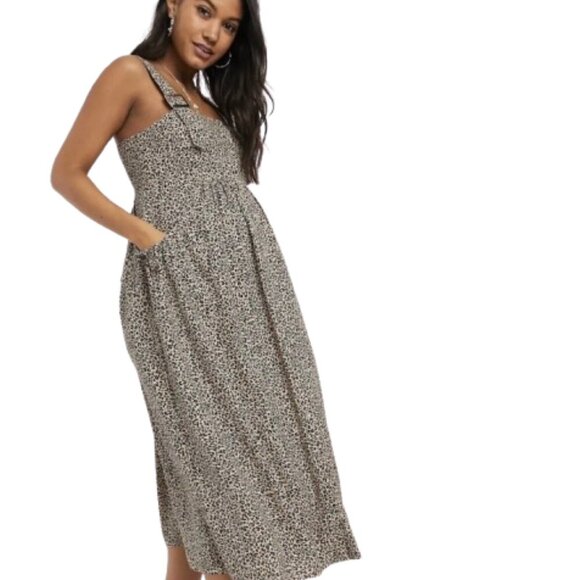 Women's 10 ASOS Cheetah Print Button Down Dress With Pockets - Picture 1 of 10